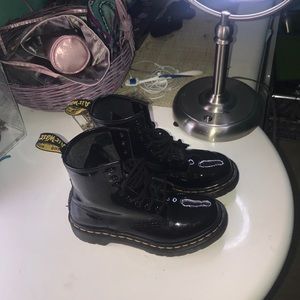 All Black Patten Leather Dr. Martin Boots